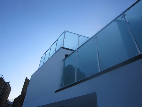Satin Polished Stainless Steel and 12mm Toughened Glass Balustrade