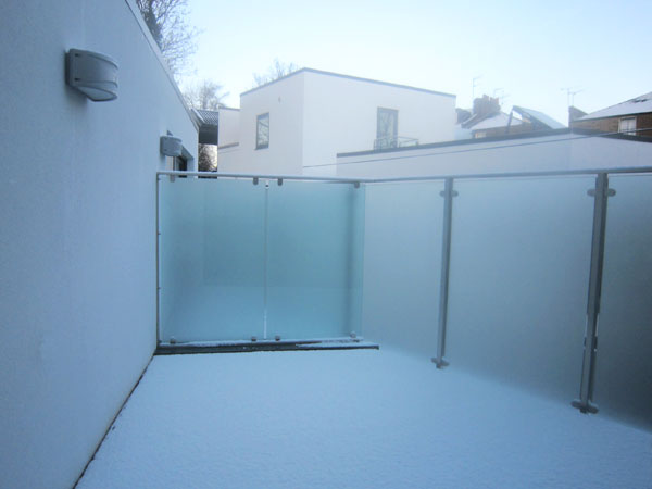 Satin Polished Stainless Steel and 12mm Toughened Glass Balustrade