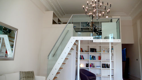 Image 1: mezzanine staircase in glass, Stainless Steel, aluminium and wood