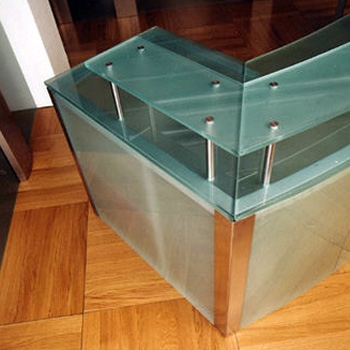 Stainless Steel & Sand Blasted Curved Glass Reception Desk 