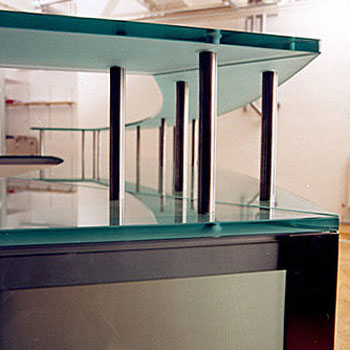 Stainless Steel & Sand Blasted Curved Glass Reception Desk 