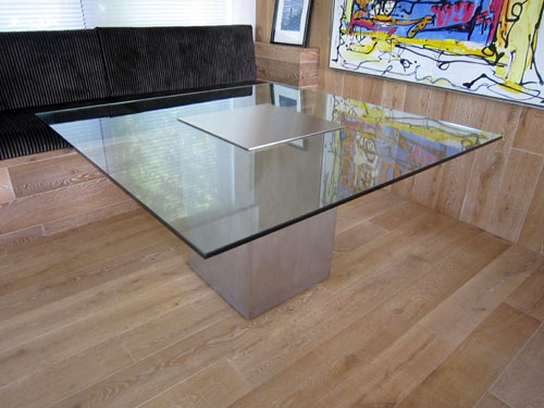 Stainless Steel Table With Glass Top