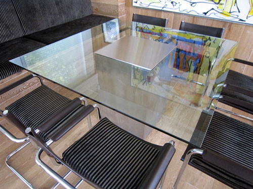 Stainless Steel Table With Glass Top